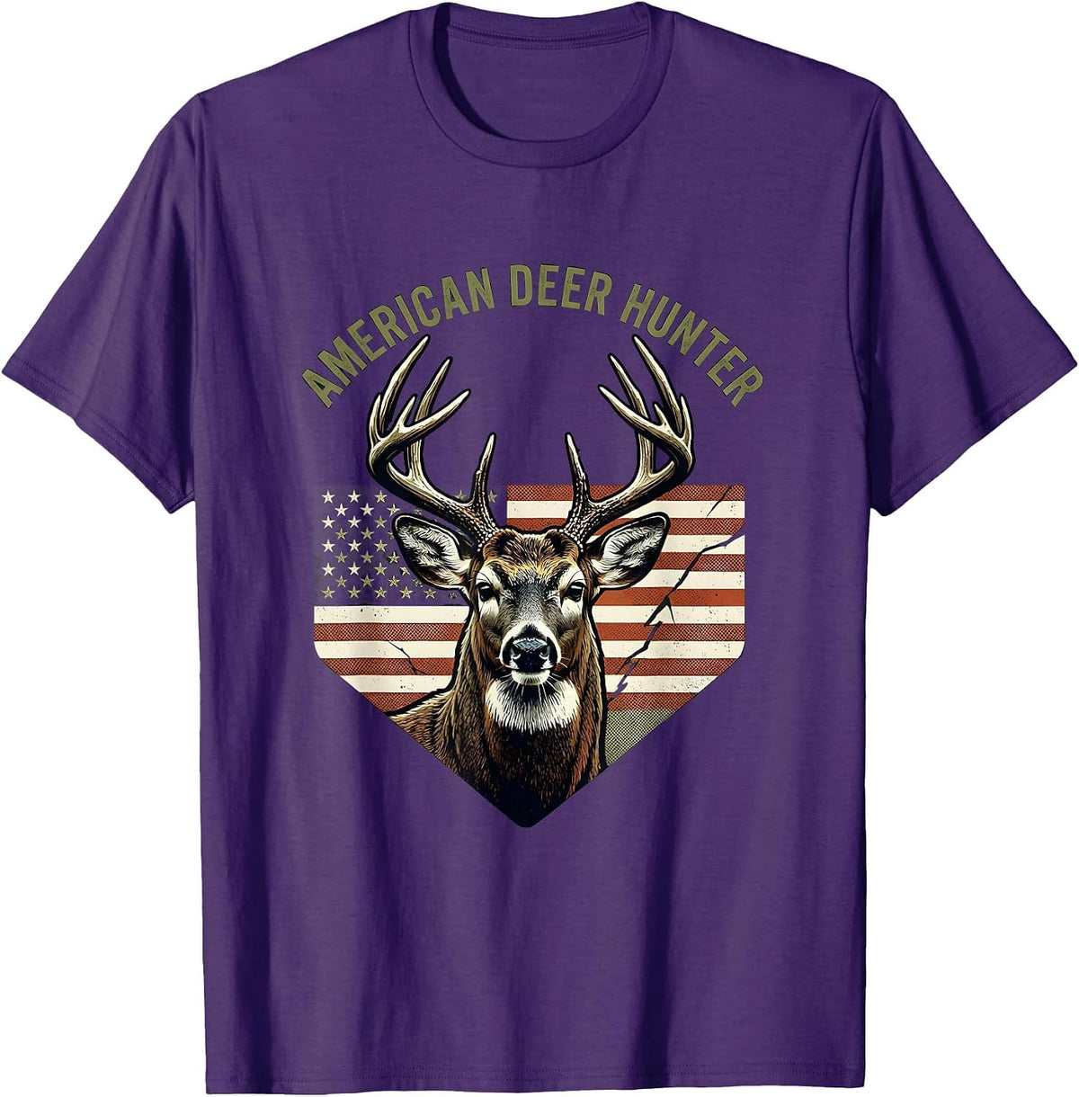 American Deer Hunter Whitetail Buck Antlers Hunting Dad Gift T-Shirt - Purple