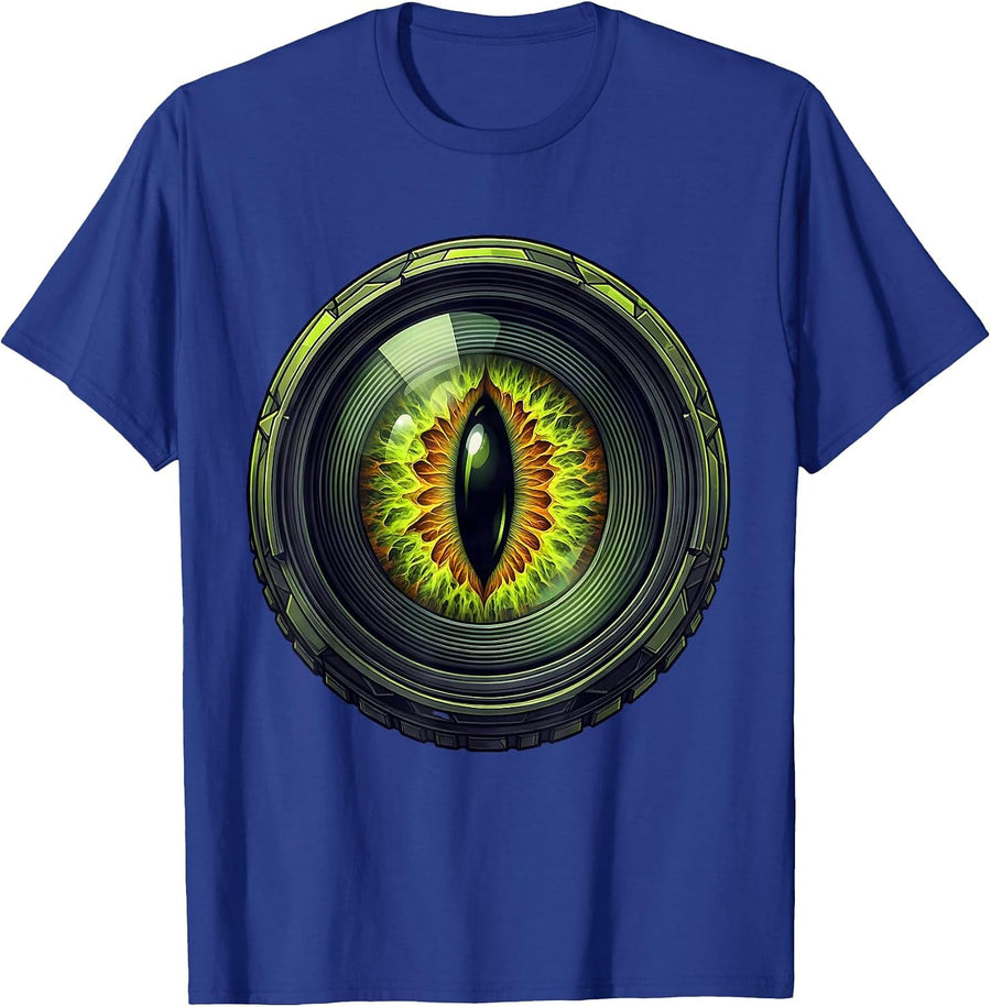 Alien Eye Peering Through Telescope Lens T-Shirt - Royal Blue