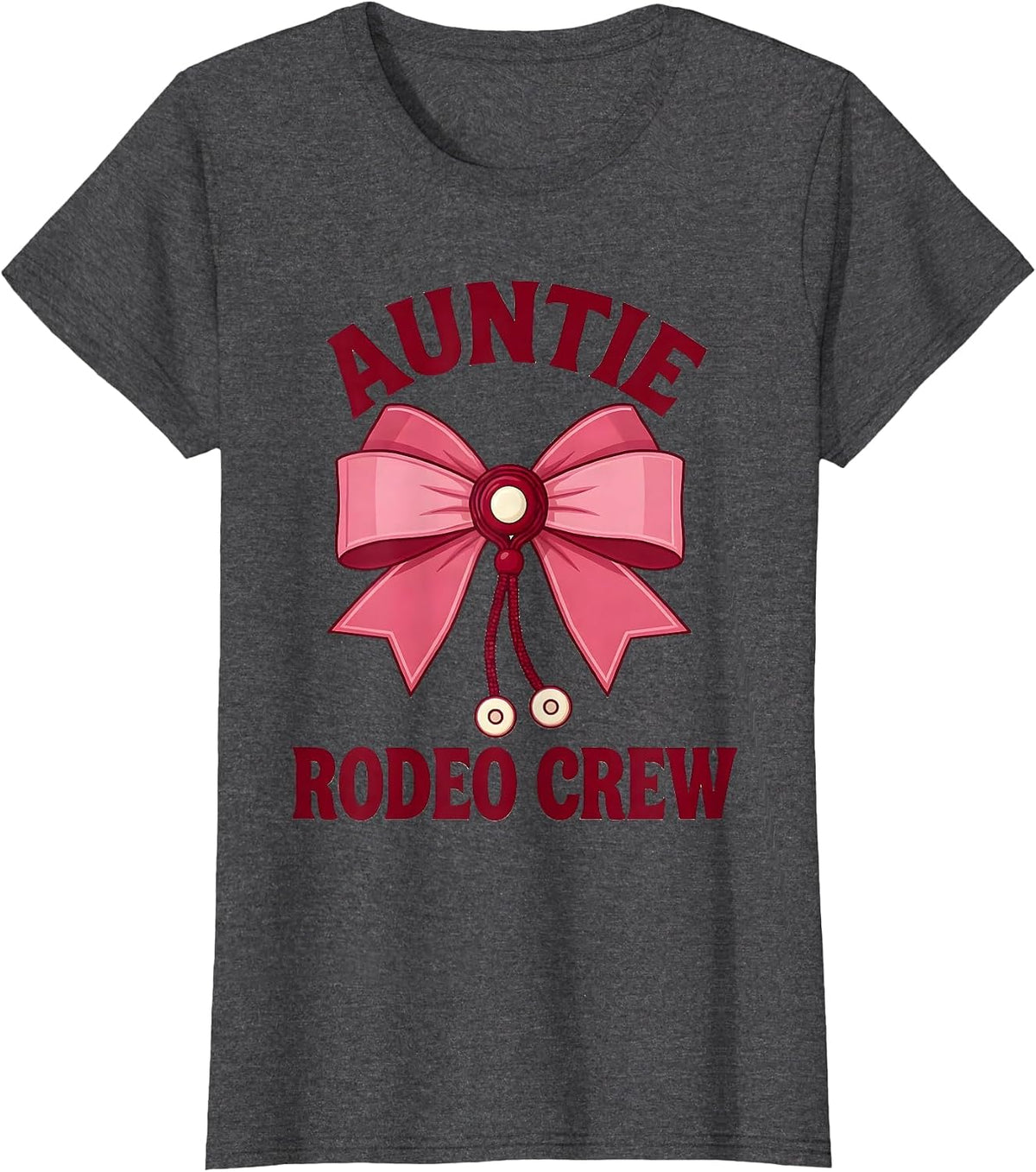 Women's Auntie Rodeo Crew Coquette CowGirl Birthday Party Gift T-Shirt - Dark Heather Grey