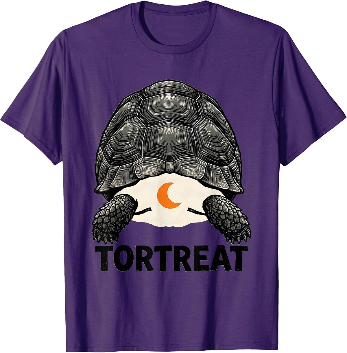 Men's Tortreat Linocut Halloween Turtle Ghost Costume T-Shirt - Purple