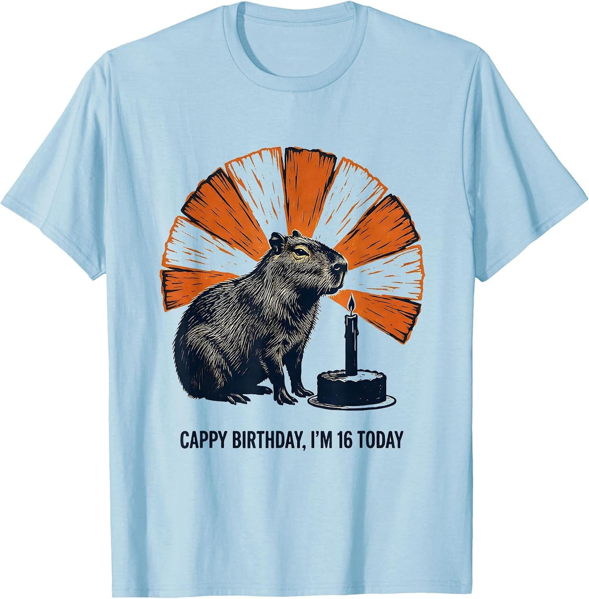 Men's Cappy Birthday I'm 16 Today Kawaii Capybara Birthday Gift T-Shirt - Baby Blue