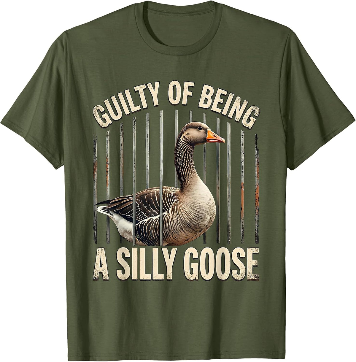 Guilty Of Being A Silly Goose Funny Goose Meme Animal Lover T-Shirt - Olive Green