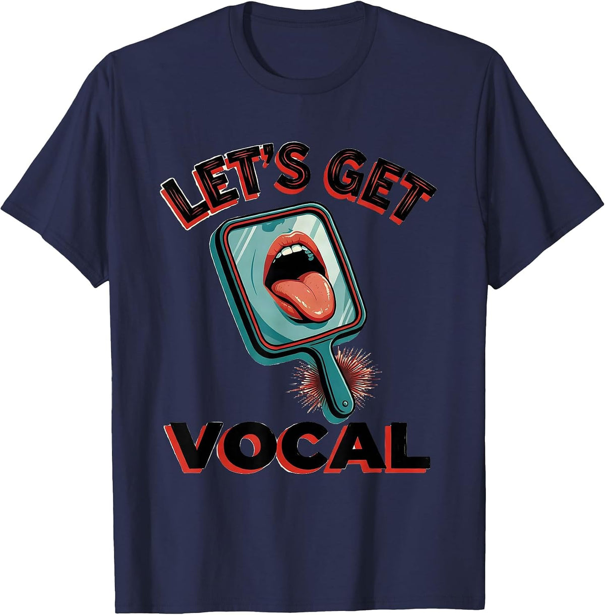 Let's Get Vocal Retro Cute Speech Language Pathologist SLP T-Shirt - Navy Blue