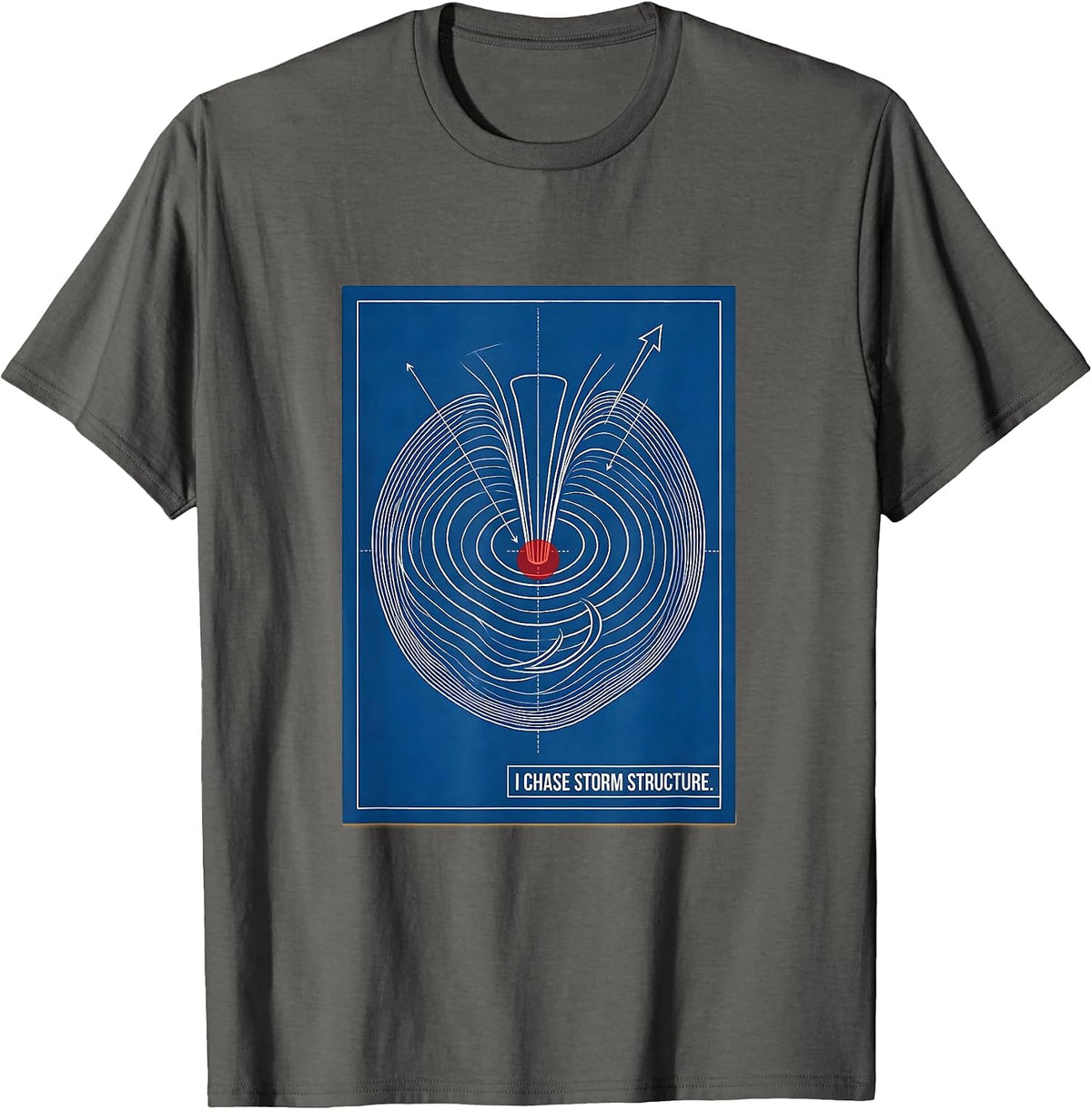 I Chase Storm Structure Technical Blueprint Meteorology T-Shirt - Asphalt Grey