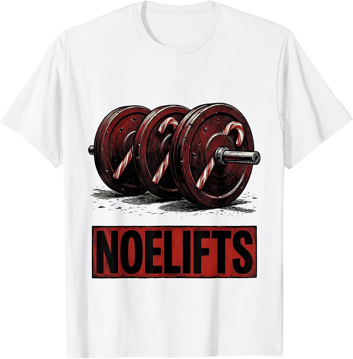 Men's Noelifts Funny Christmas Gym Weightlifting Workout Fitness T-Shirt - White