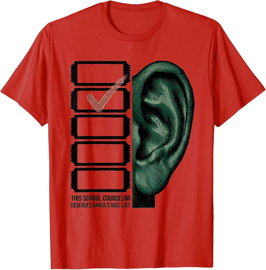 Men's This School Counselor Deserves Santa's Nice List Funny T-Shirt - Red