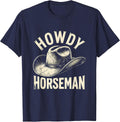 Howdy Horseman Boho Western Cowboy Hat Retro Rodeo Pride T-Shirt - Navy Blue