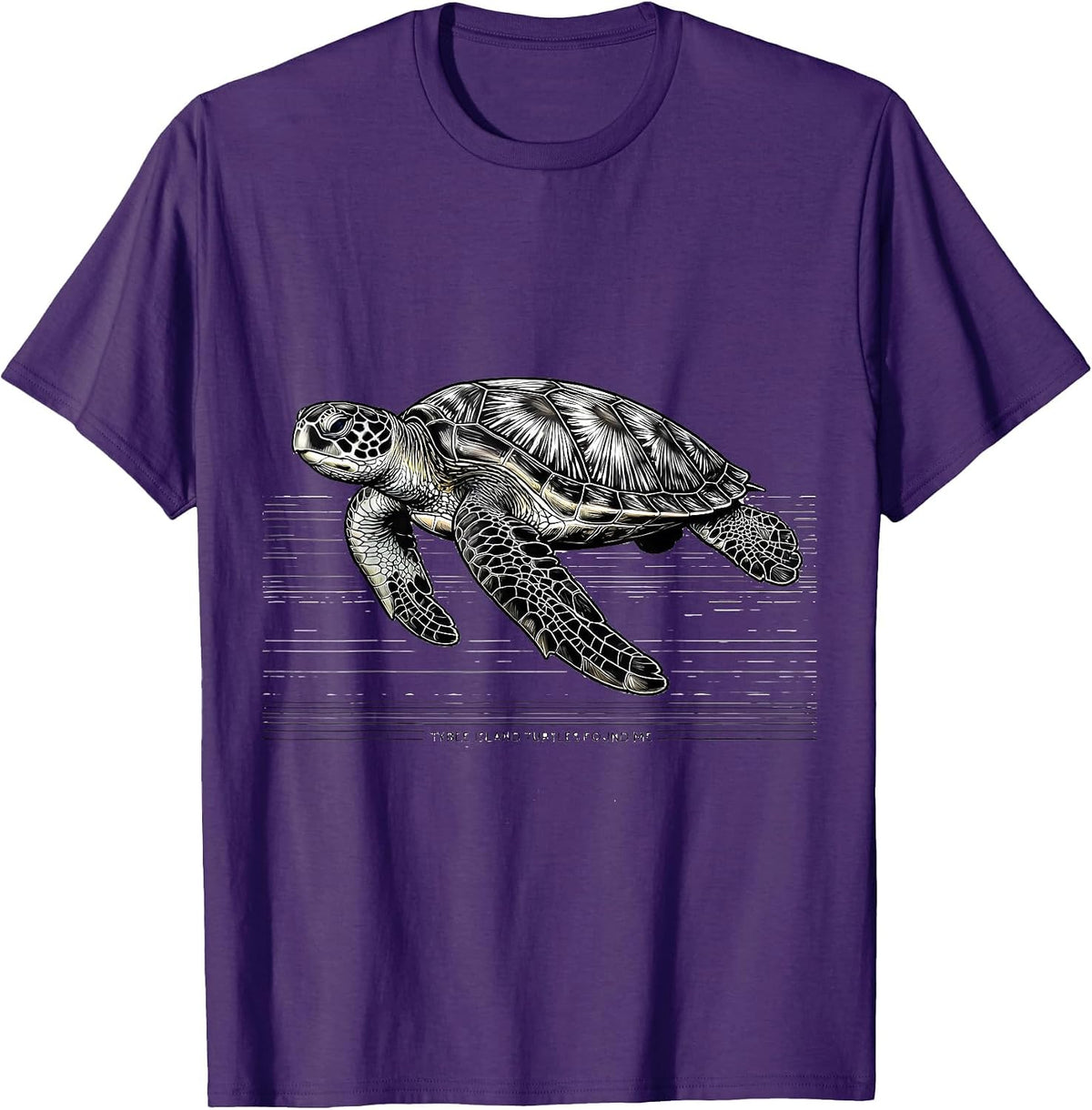 Men's Tybee Island Turtles Found Me Line Art Sea Turtle Lover T-Shirt - Purple