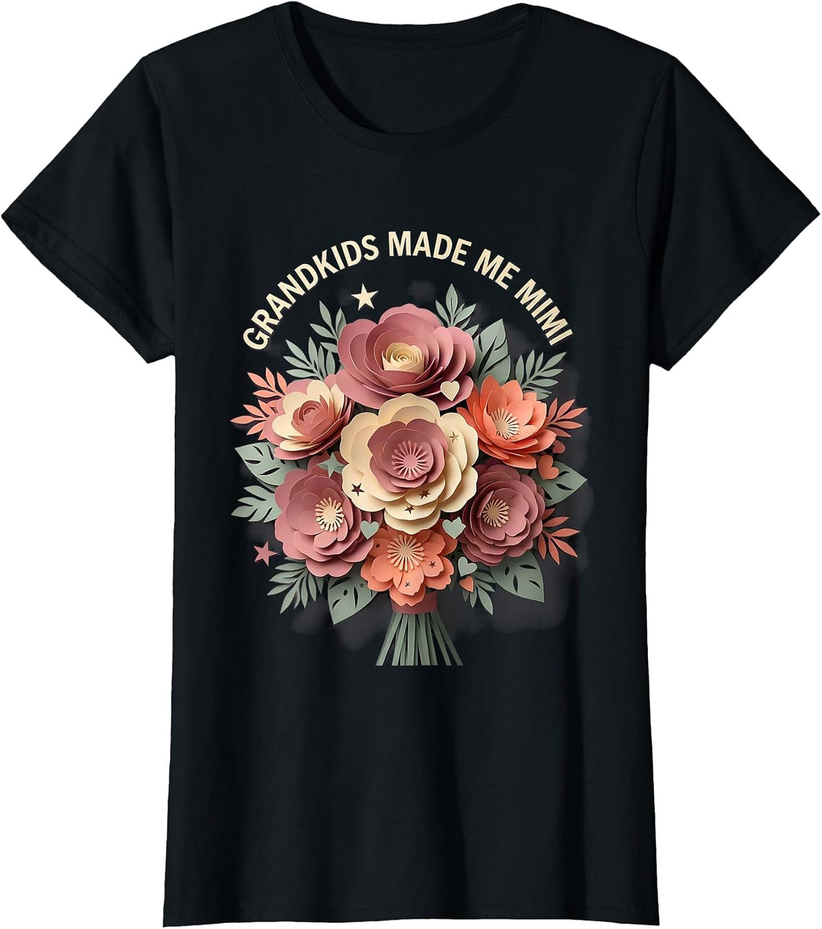 Women's Grandkids Made Me Mimi Grandma Design T-Shirt - Black