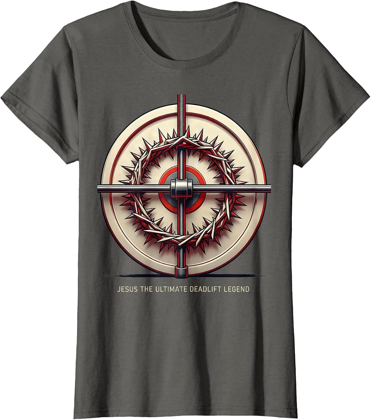 Women's Jesus The Ultimate Deadlift Legend Geometric Christian Gym T-Shirt - Asphalt Grey