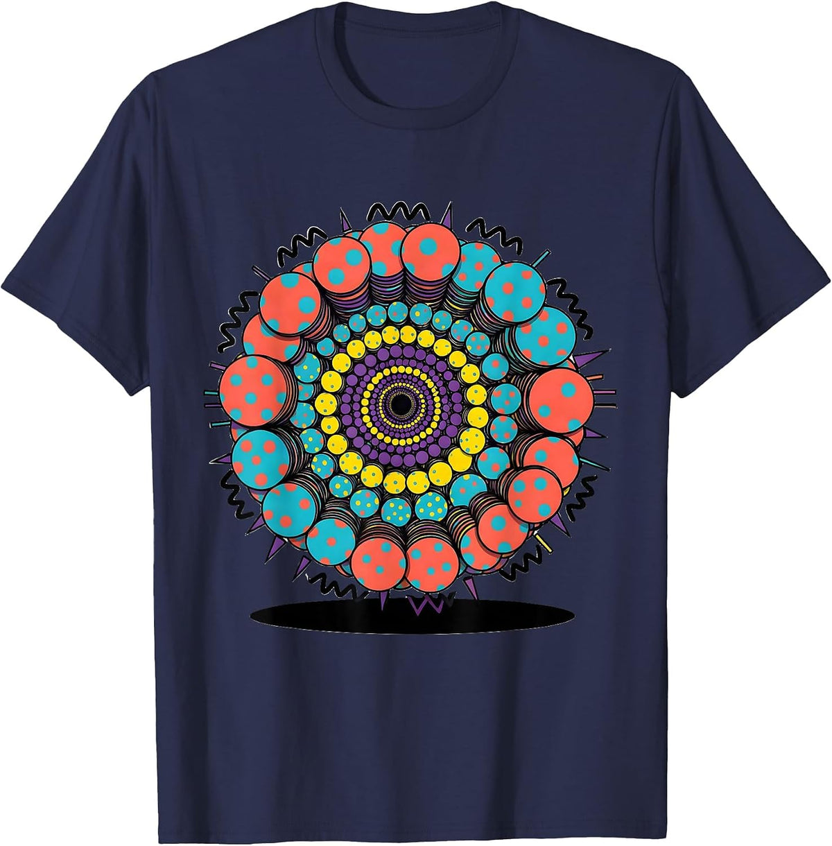 Polka Dot Galaxy Spiral Cosmic Swirl Design T-Shirt - Navy Blue