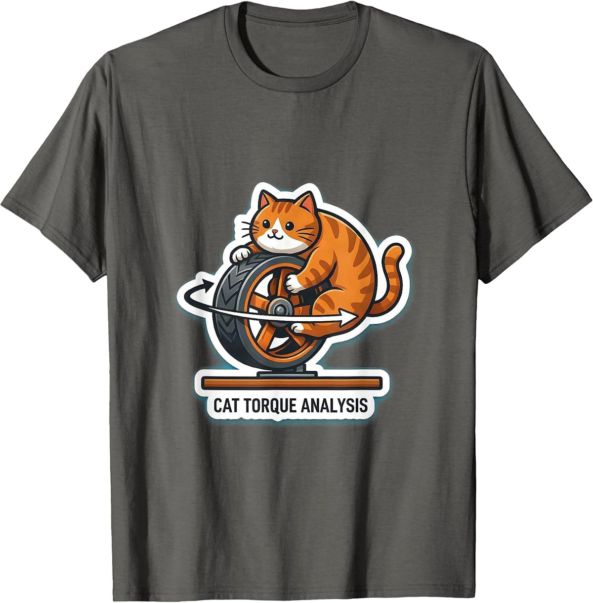 Cat Torque Analysis Funny Science Cat Teacher Student Humor T-Shirt - Asphalt Grey