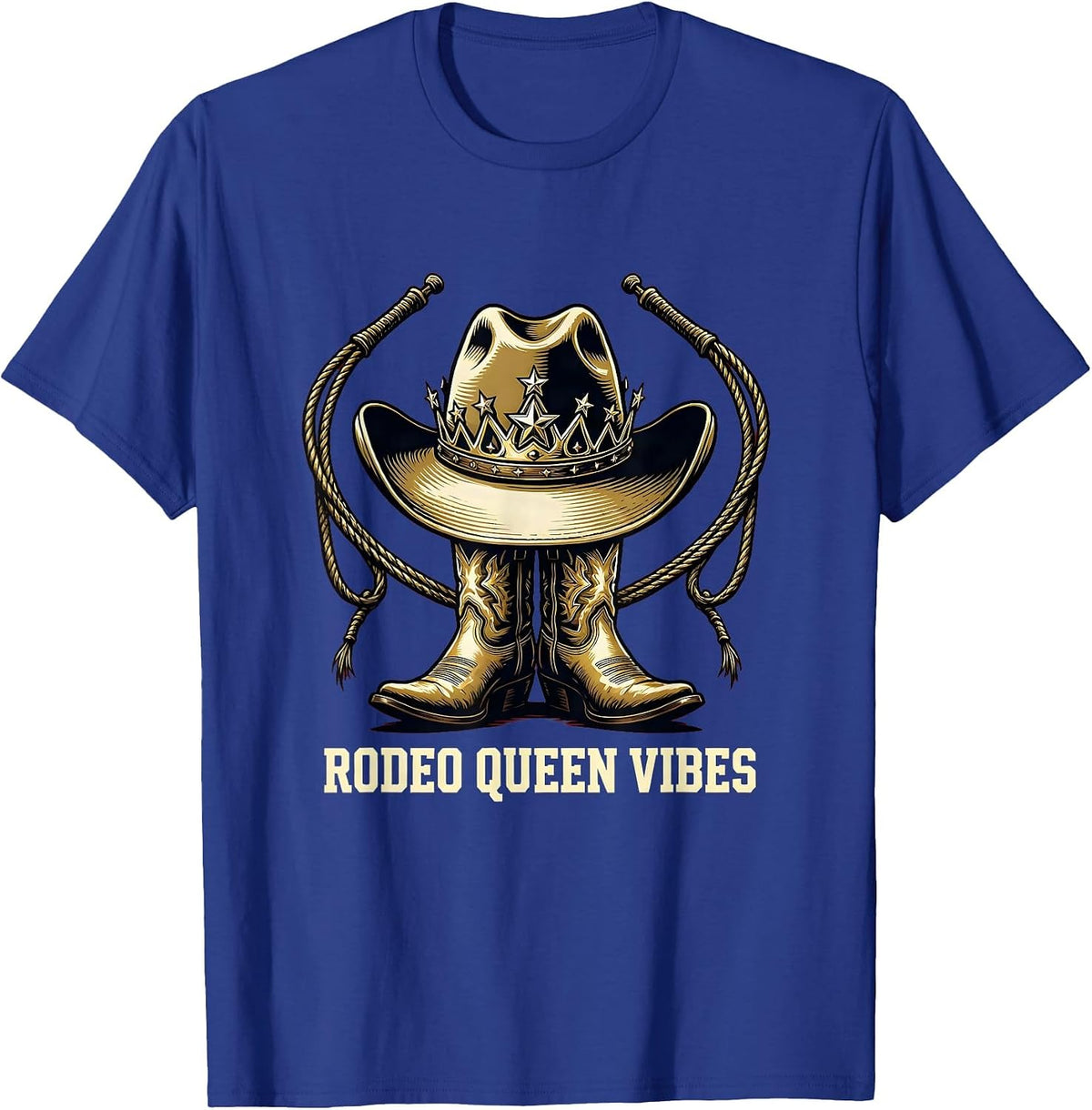 Men's Rodeo Queen Vibes Western Cowgirl Design T-Shirt - Royal Blue