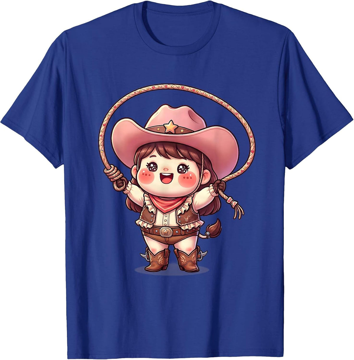 Pink Cowgirl Lasso Twirl Western Rodeo Design T-Shirt - Royal Blue