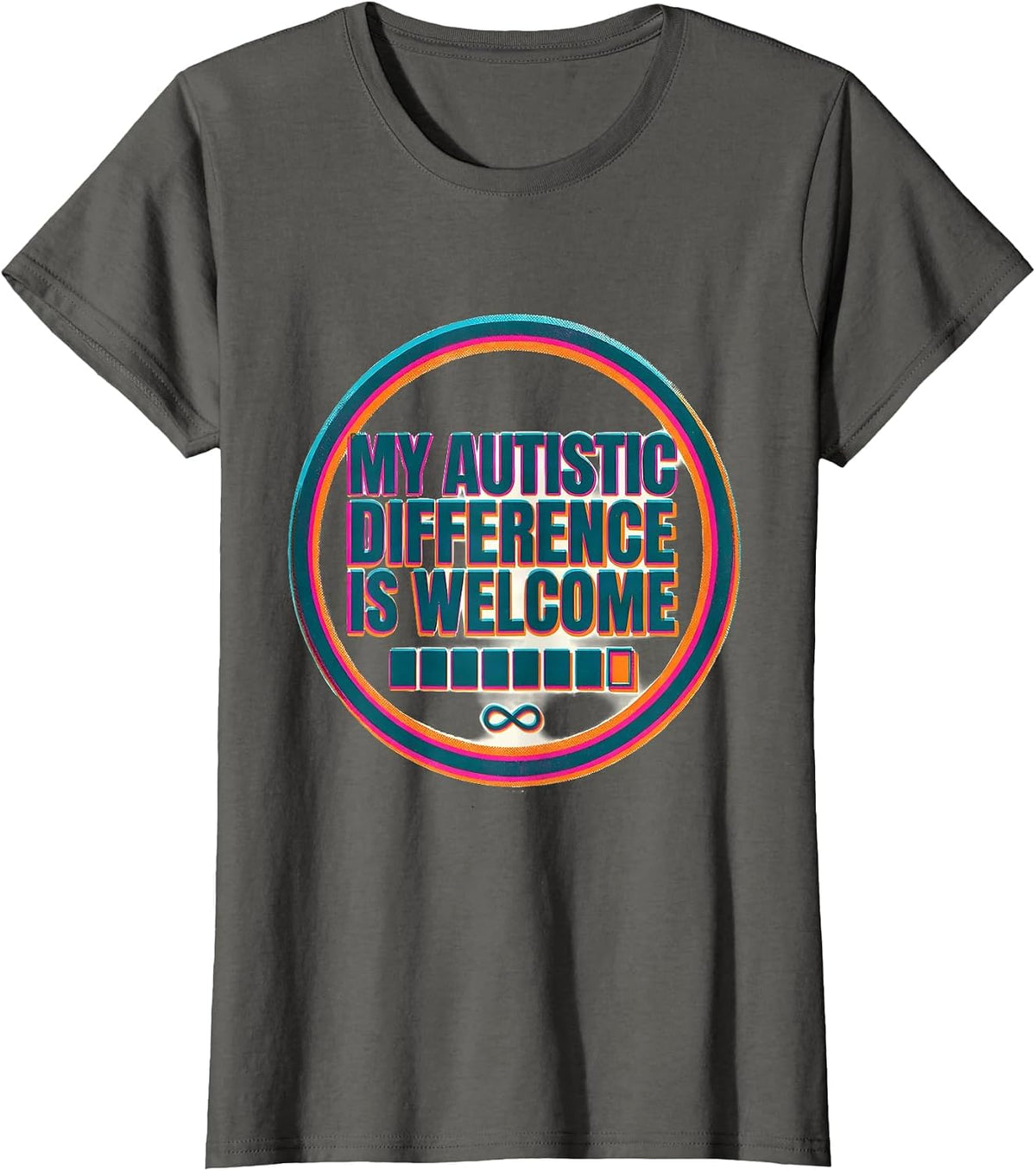 Women's My Autistic Difference Is Welcome Risograph Neurodiversity T-Shirt - Asphalt Grey