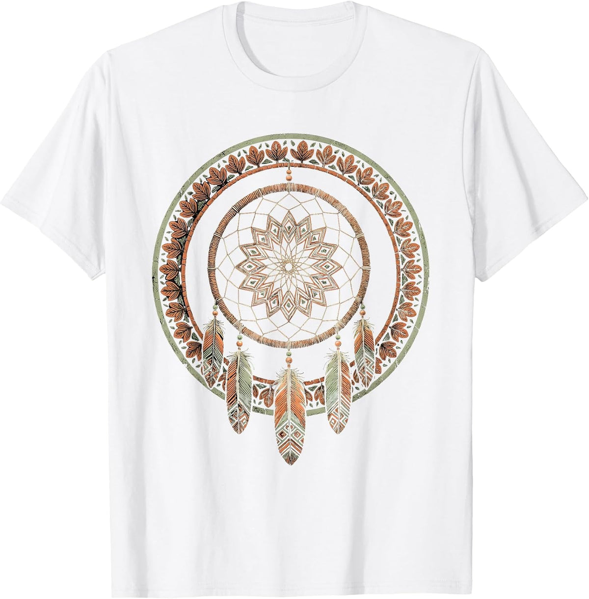 Men's Dreamcatcher Turquoise Beads Western Boho Design T-Shirt - White