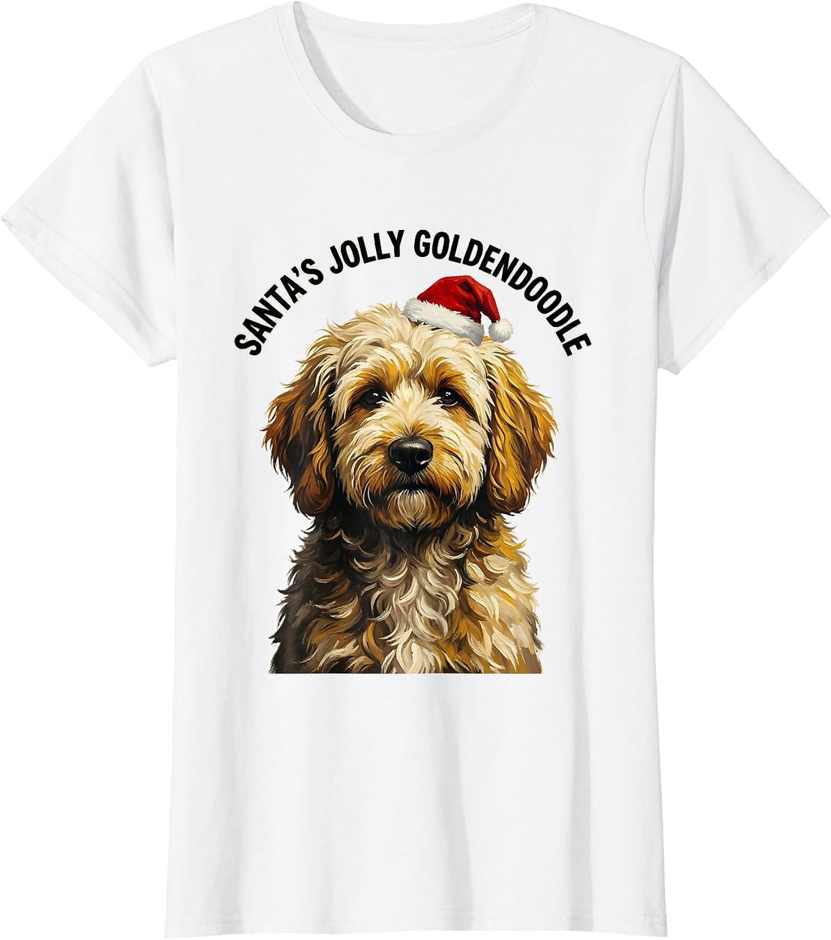 Women's Santa's Jolly Goldendoodle Cute Goldendoodle Dog Christmas T-Shirt - White