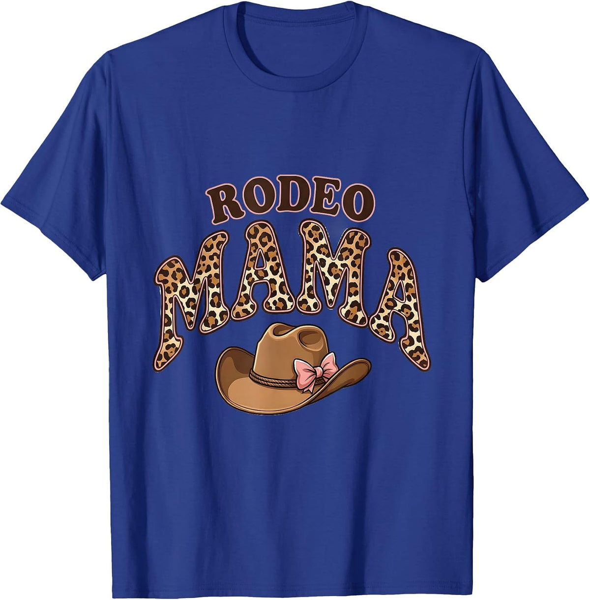 Rodeo Mama Leopard Print Cowgirl Birthday Party Family T-Shirt - Royal Blue