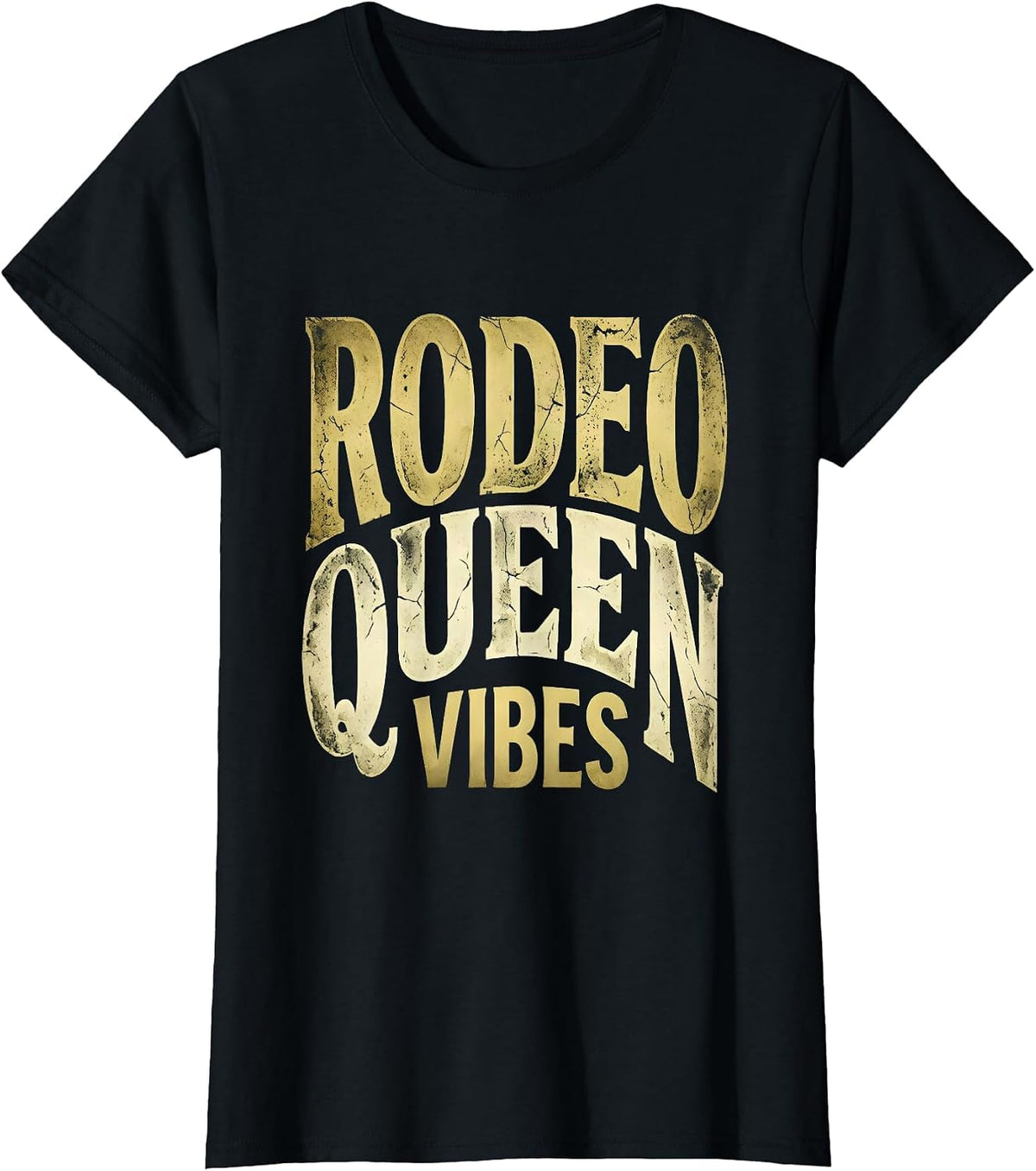 Rodeo Queen Vibes Cowgirl Design T-Shirt - Black