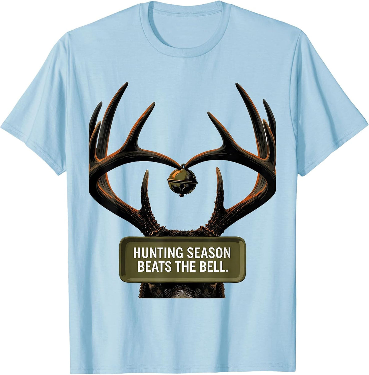 Men's Hunting Season Beats The Bell Funny Deer Hunting Camo Dad T-Shirt - Baby Blue