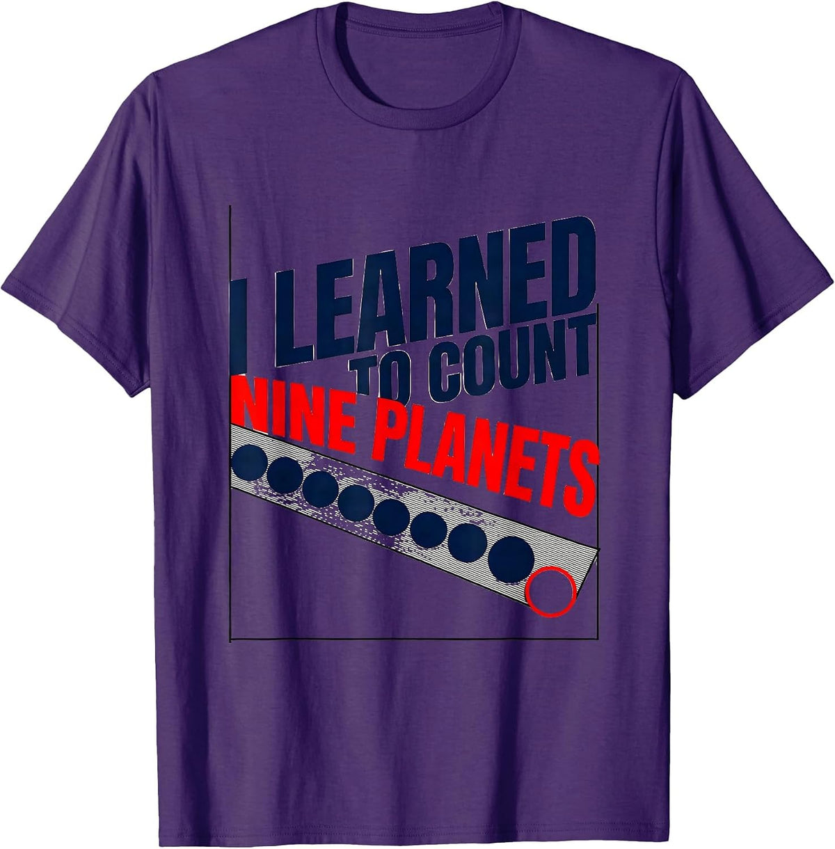 Men's I Learned To Count Nine Planets Funny Space Humor Retro Gift T-Shirt - Purple