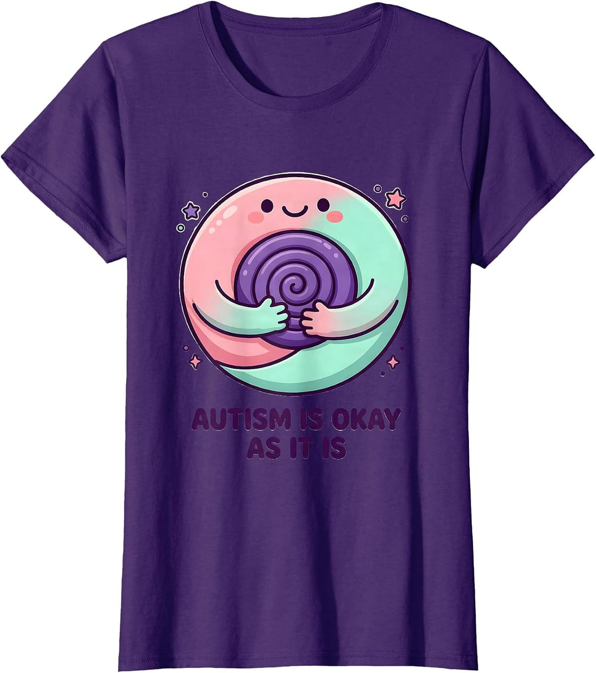 Women's Autism Is Okay As It Is Cute Kawaii Neurodiversity Awareness T-Shirt - Purple