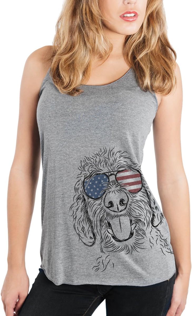 Inkopious Patriotic Dixie the Labradoodle Triblend T-Shirt - Grey Racerback