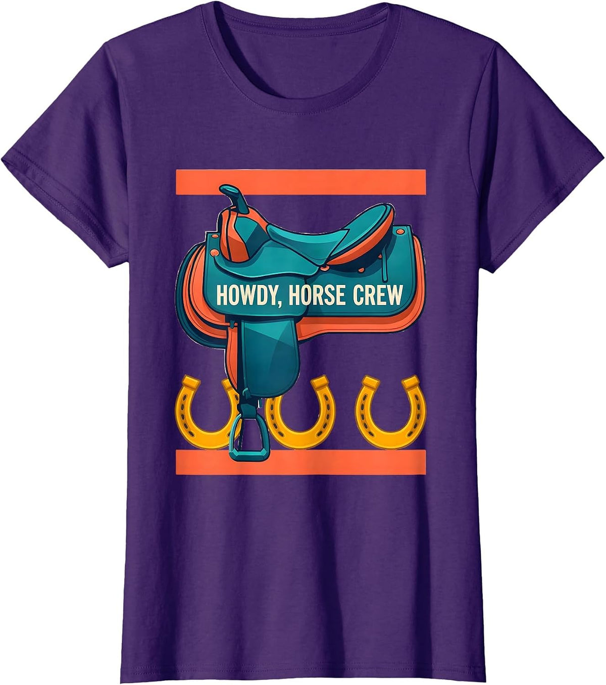 Women's Howdy, Horse Crew Western Cowboy Cowgirl Rodeo Pride T-Shirt - Purple
