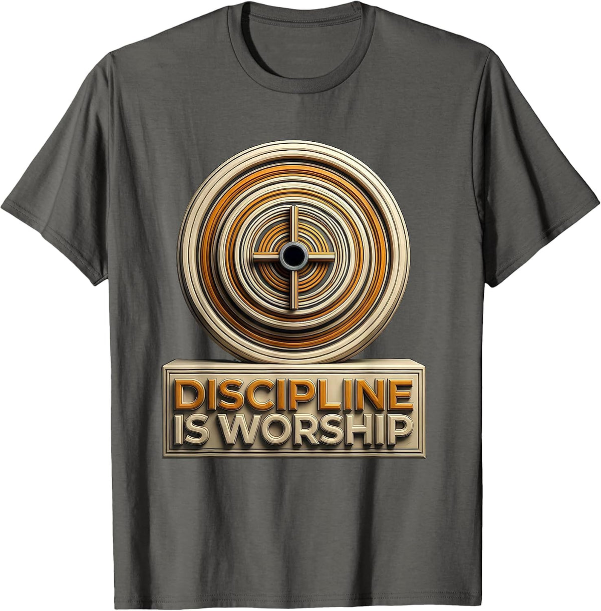 Men's Discipline Is Worship Geometric Christian Gym Faith Fitness T-Shirt - Asphalt Grey