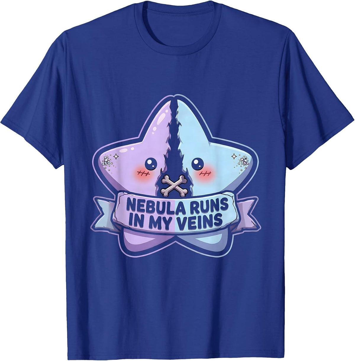 Men's Nebula Runs In My Veins Galaxy Space Design T-Shirt - Royal Blue