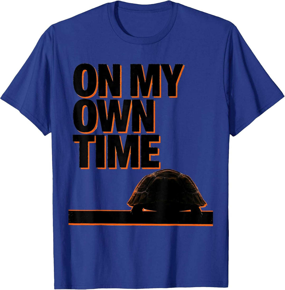 Men's On My Own Time Brutalist Turtle Lover Gift Tortoise Humor T-Shirt - Royal Blue