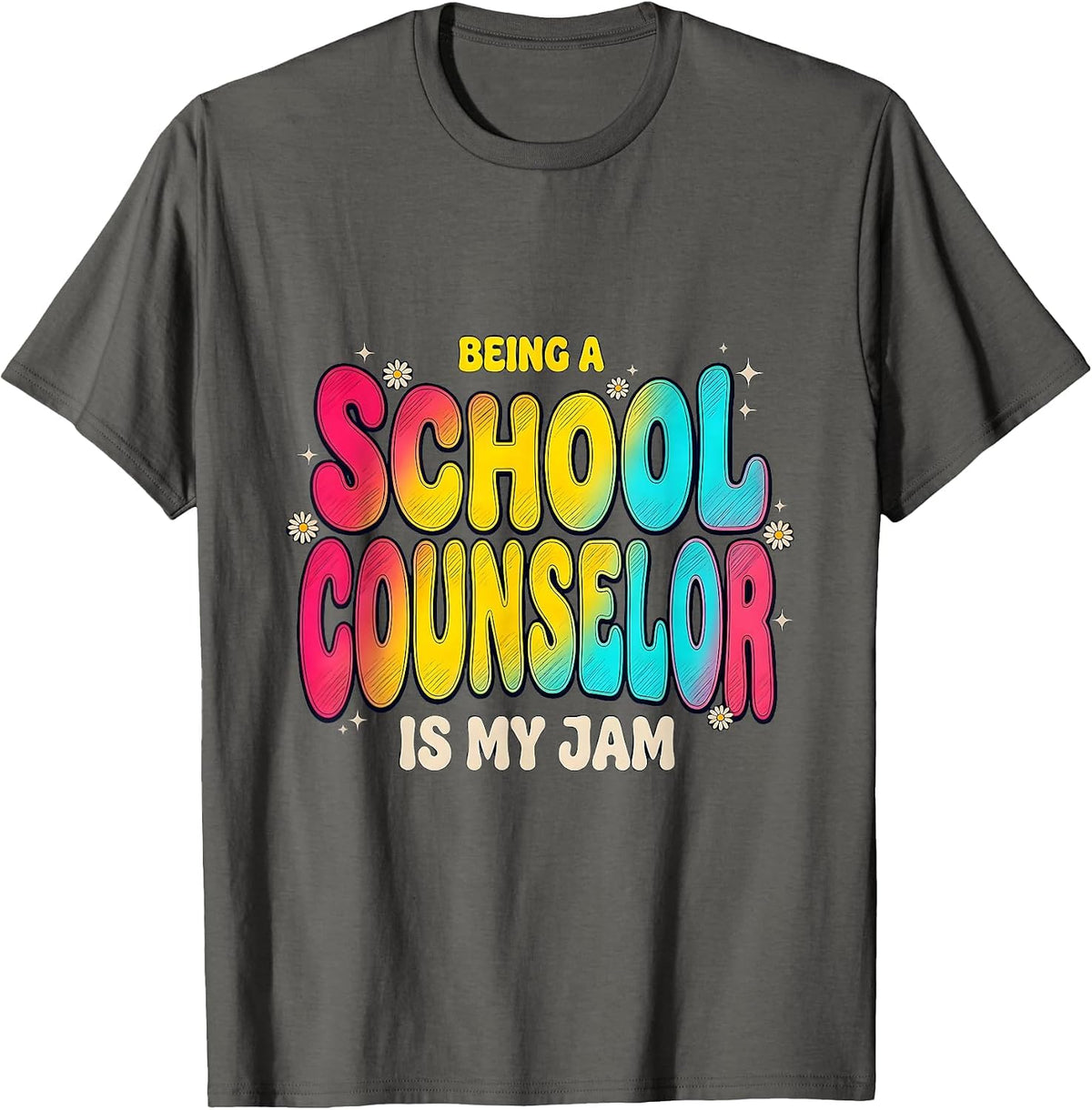 Being A School Counselor Is My Jam Groovy Retro Pride T-Shirt - Asphalt Grey