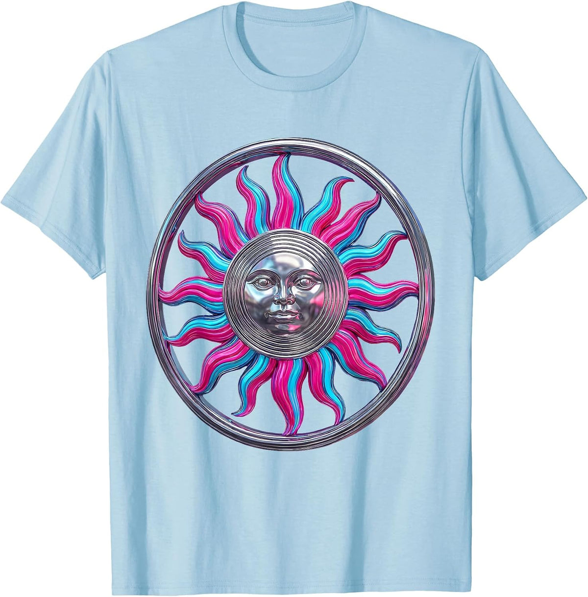 Men's Giant Sun Solar Flare Eruption Galaxy Design T-Shirt - Baby Blue