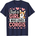 Just A Girl Who Loves Corgis T-Shirt - Navy Blue