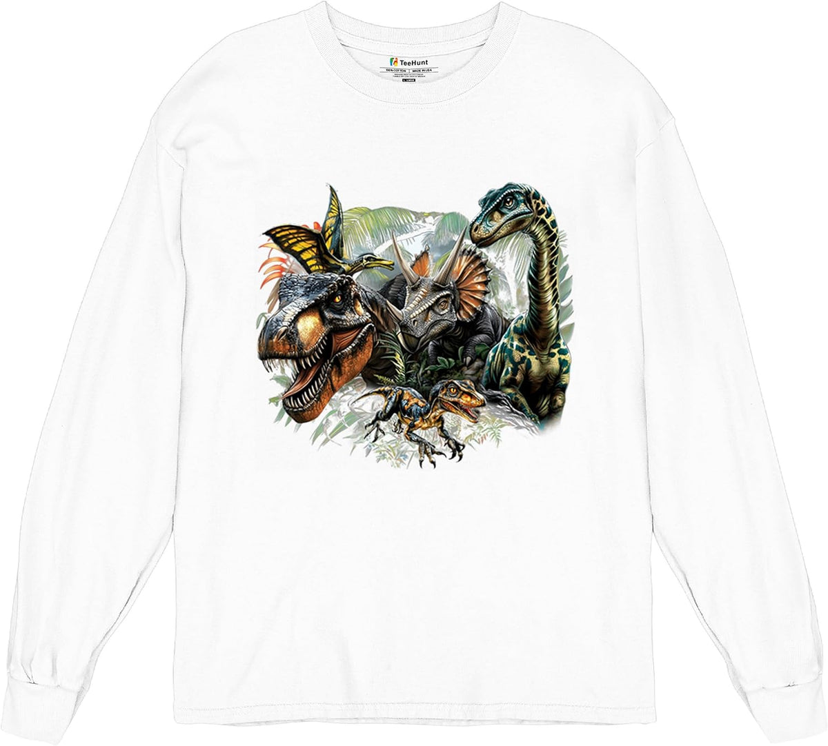Dinosaur Jungle Men's T-Shirt T-Rex Triceratops Raptor Brachiosaurus Prehistoric Reptile Jurassic Era Colorful Men's Tee - 2