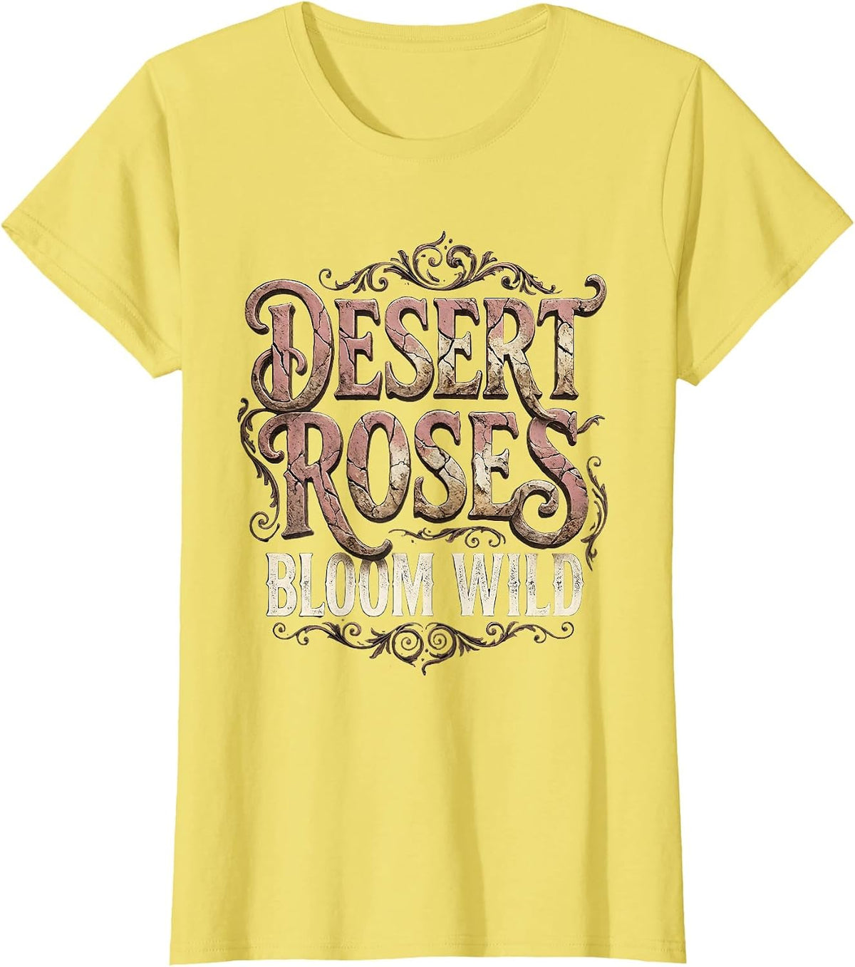 Women's Desert Roses Bloom Wild Western Floral Design T-Shirt - Lemon Yellow
