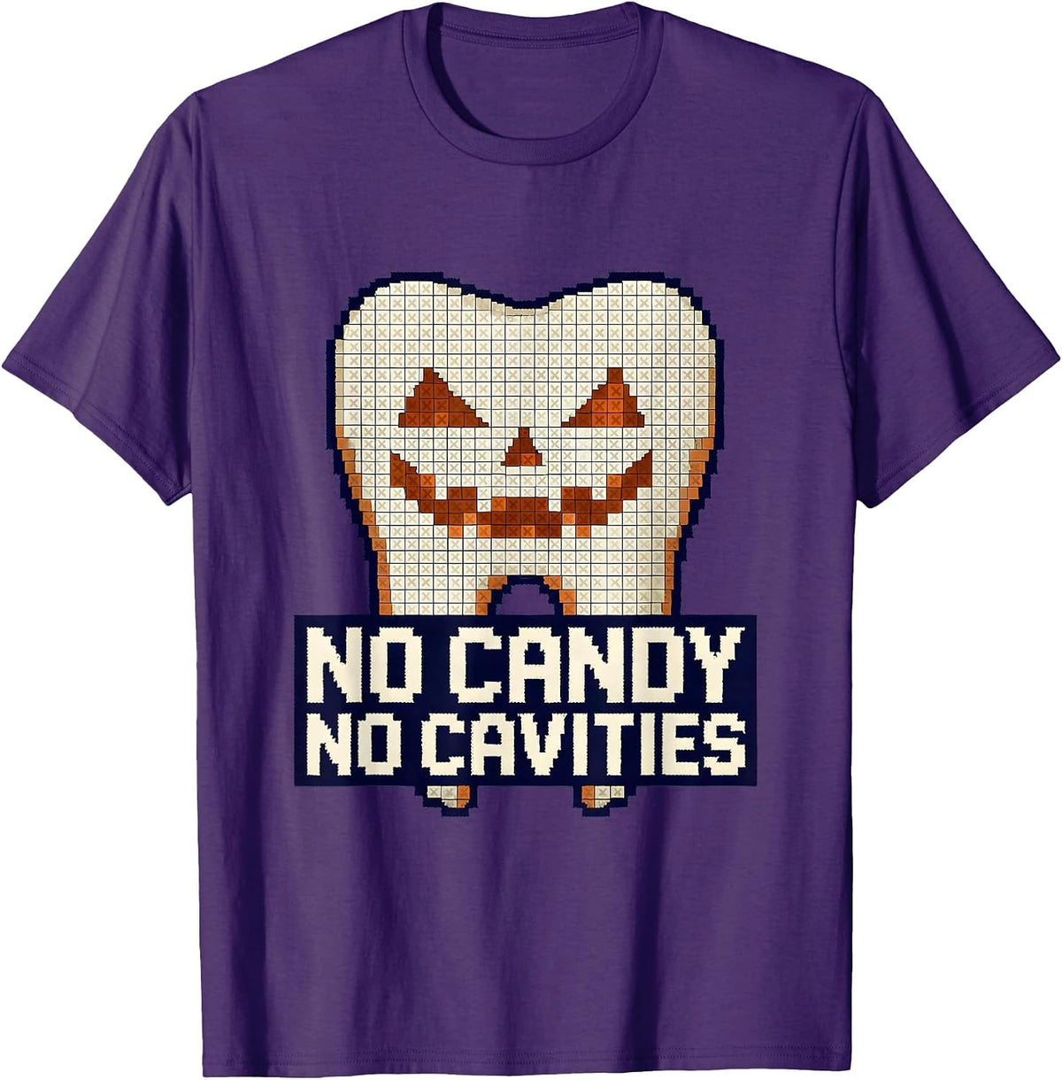 Men's No Candy No Cavities Dental Halloween Design T-Shirt - Purple