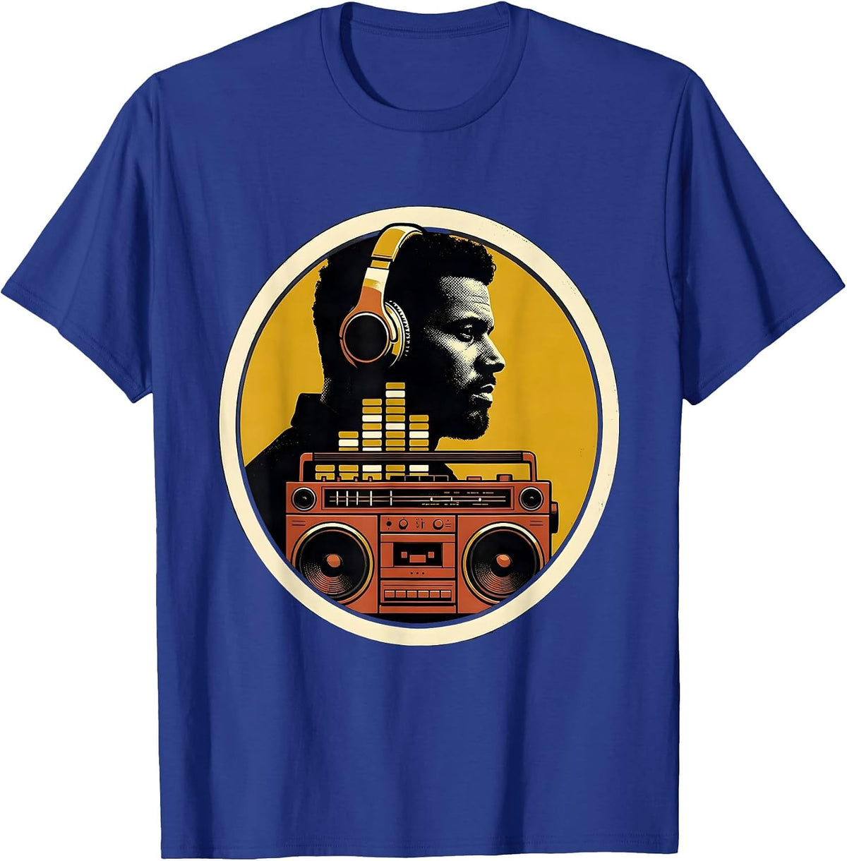 Men's Proud Profile Boombox Retro 90s Hip Hop Fan T-Shirt - Royal Blue