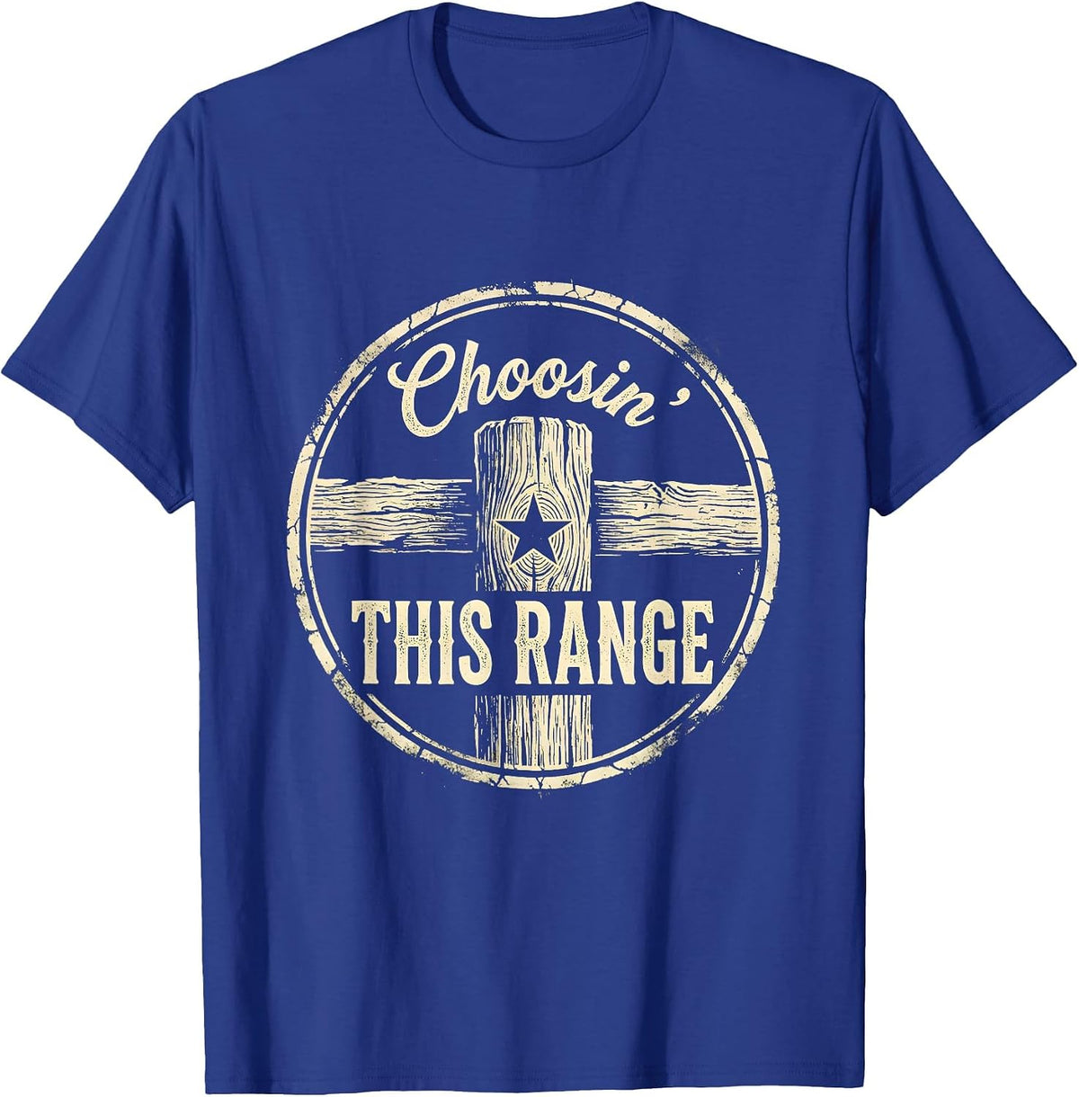 Choosin This Range Boho Western Mono Texas State Pride T-Shirt - Royal Blue