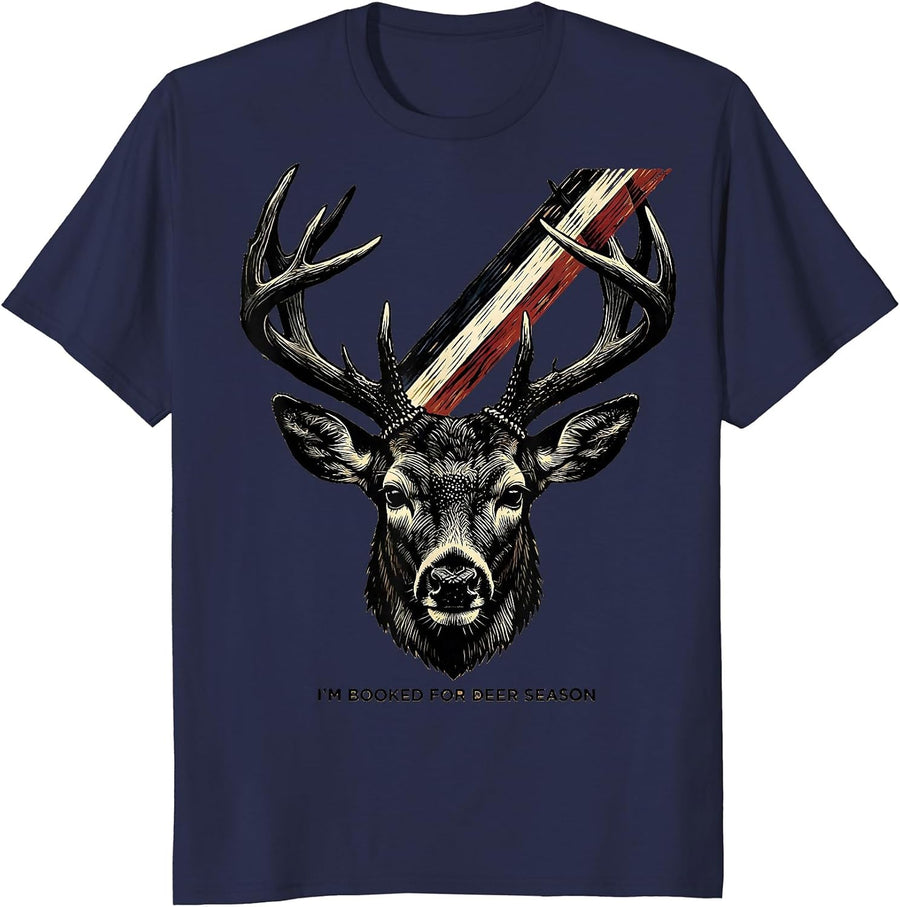 I'm Booked For Deer Season Funny Hunting Dad Gift T-Shirt - Navy Blue