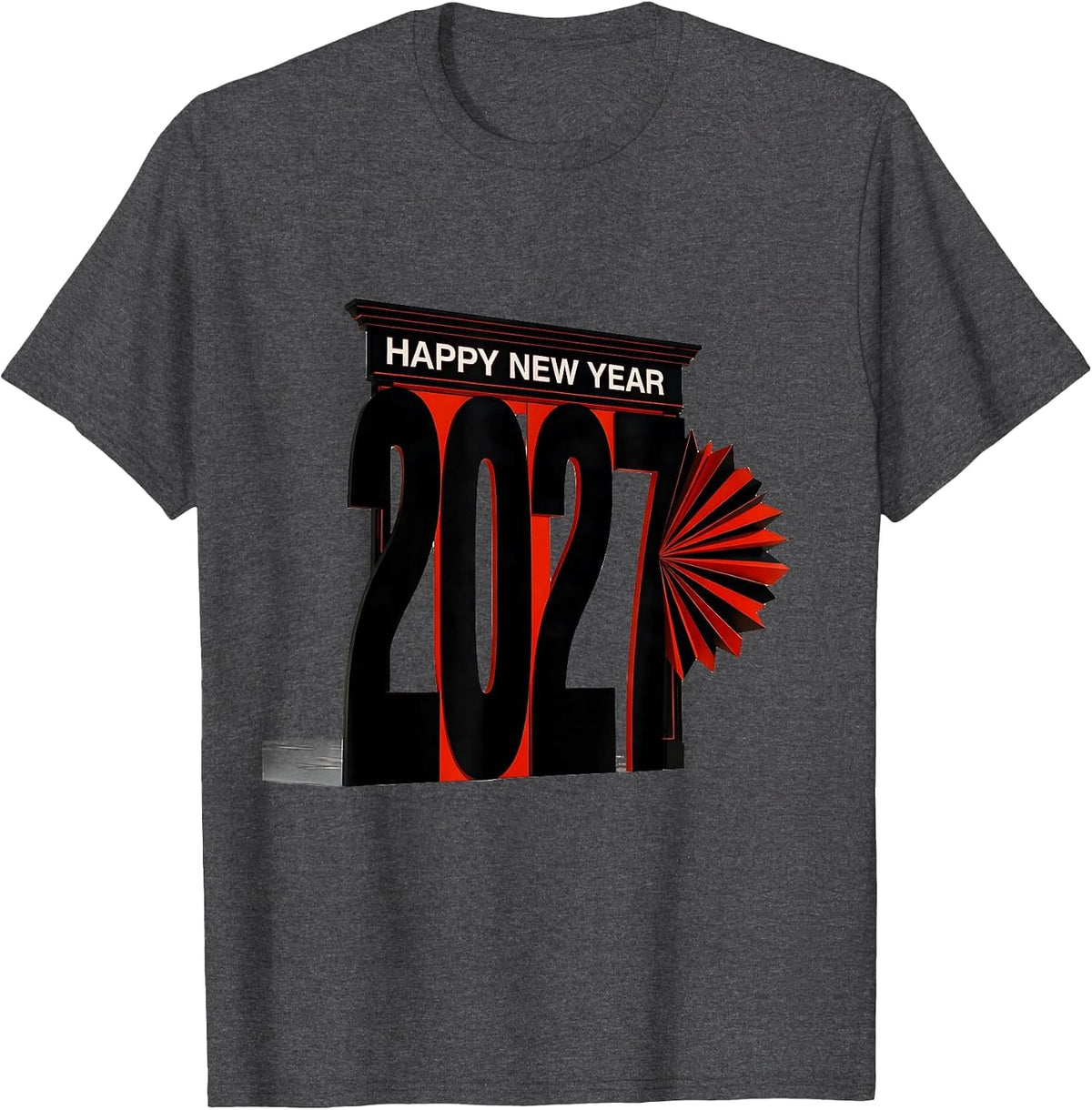 Happy New Year 2027 Minimalist Party Family Matching T-Shirt - Dark Heather Grey