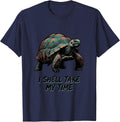 I Shell Take My Time Funny Tortoise Lover Pet Owner Gift T-Shirt - Navy Blue