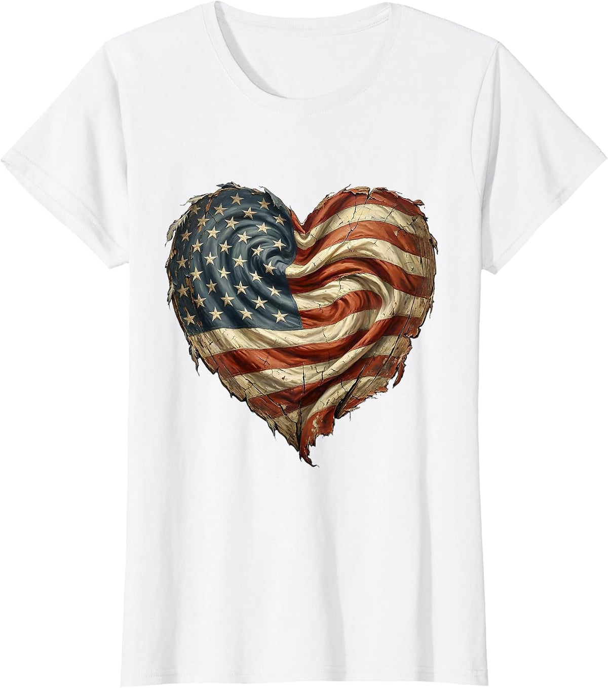 Women's Red White Blue Galaxy Swirl Cosmic Design T-Shirt - White