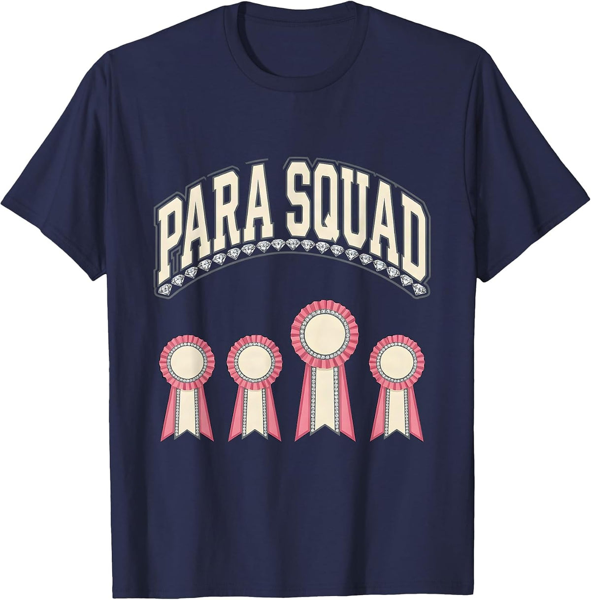Men's Para Squad Sparkle Varsity Paraeducator Appreciation Teacher T-Shirt - Navy Blue