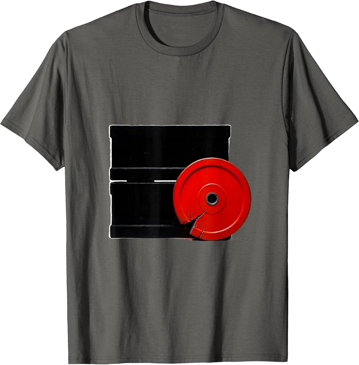 Men's Heavy Weight Plate List Brutalist Gym Humor Christmas T-Shirt - Asphalt Grey