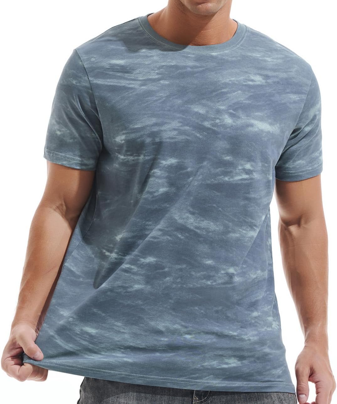 KLIEGOU Men's Crew Neck Hipster T Shirt - Casual Stylish Fitted Print Tees for Men - 502 Green