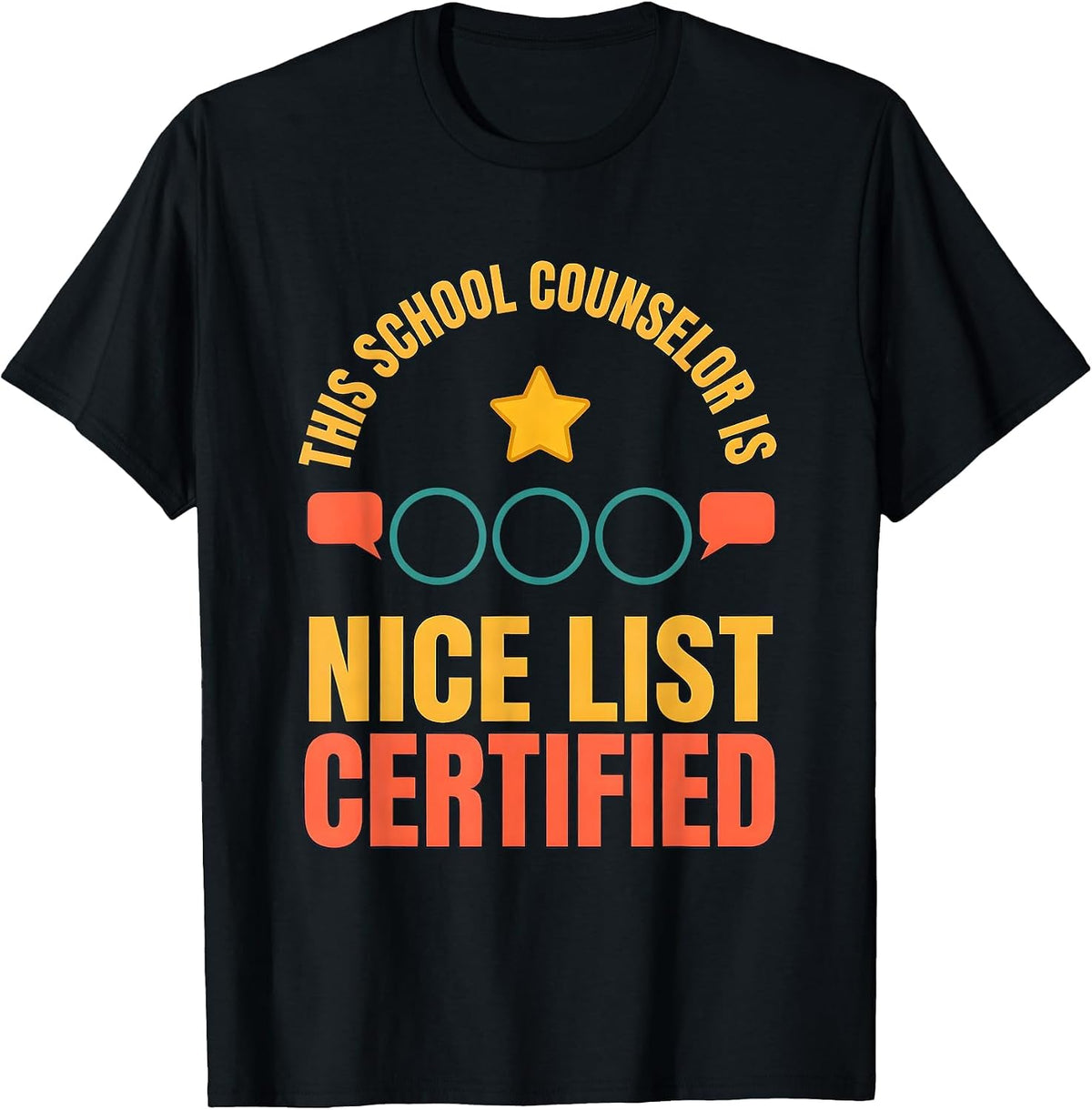 Men's This School Counselor Is Nice List Certified Funny T-Shirt - Black