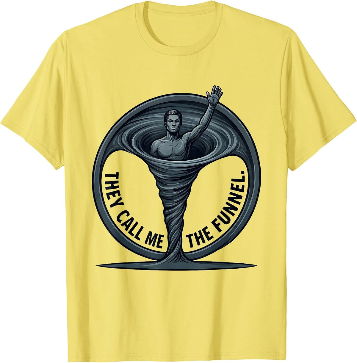 Men's They Call Me The Funnel Minimalist Tornado Chaser T-Shirt - Lemon Yellow