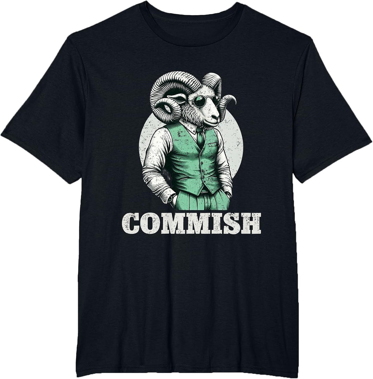 Fantasy Football Commissioner Funny Draft Goat Commish T-Shirt - Black