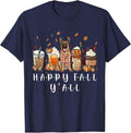 Happy Fall Y'all German Shepherd Dog Coffee Pumpkin Fall T-Shirt - Navy Blue